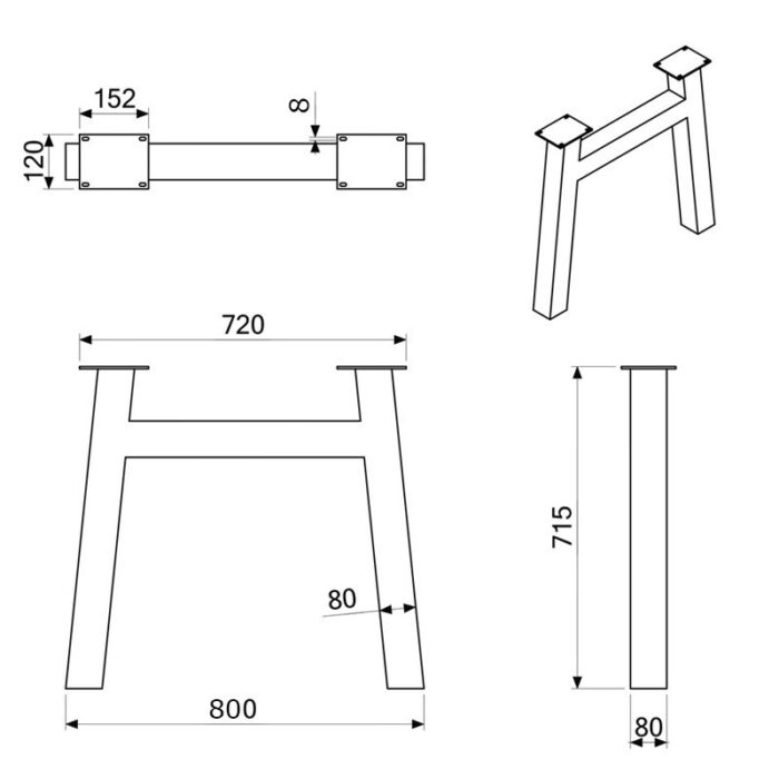 Bordsbe Magna H Skiss med mått Bordsbe Magna H Skiss med mått