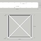 Teknisk ritning av stålram med måttangivelser.