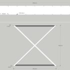 Teknisk ritning av metallkonstruktion med måttangivelser.