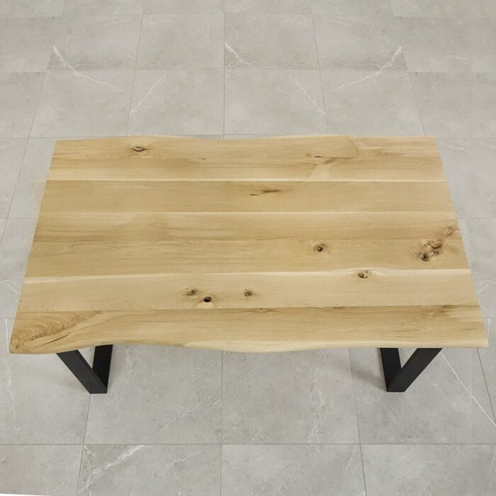 Bordsskiva-Wood-2-Obehandlad8.jpg Rektangulärt träbord med svart metallben