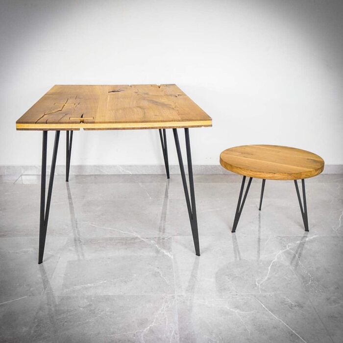 HAIRPINV6.jpg Träbord och pall med metallben