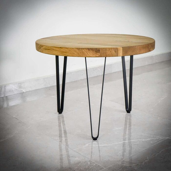 Hair-platt-duo-101 Runt träbord med metallben